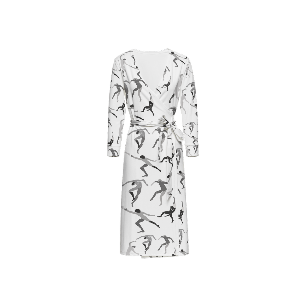 Women's ¾ Sleeve Wrap Dress-Heavy Knit