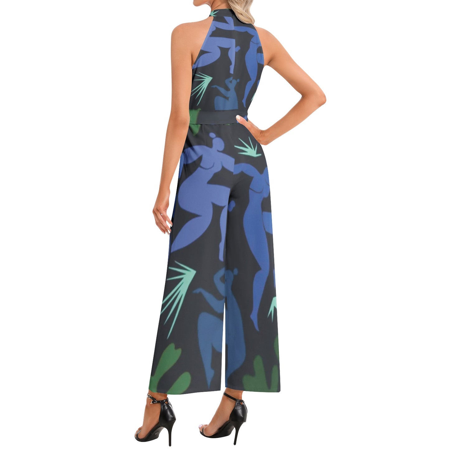 Solstice Dancers Halter Neck Buckle Belted Jumpsuit