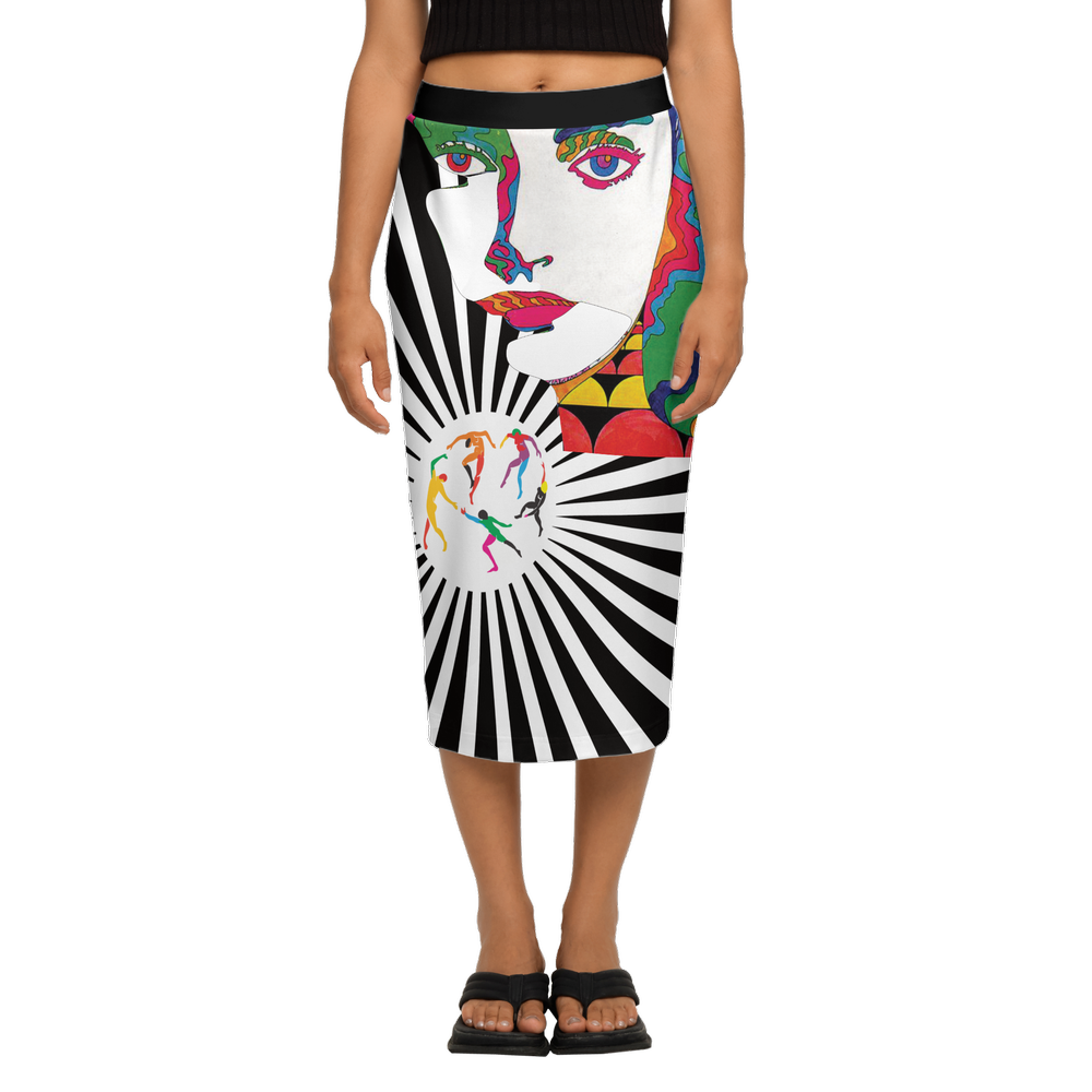 Women's Back Split Pencil Skirt-Heavy Knit