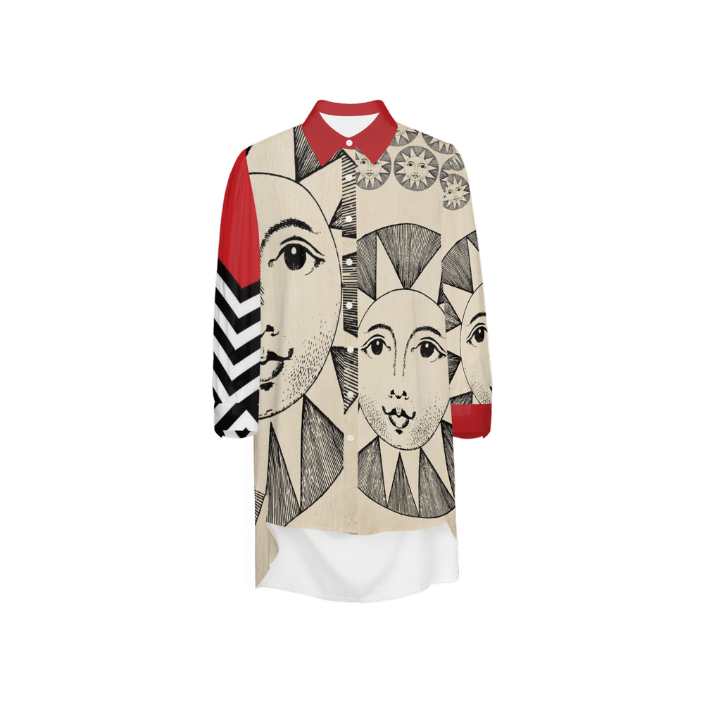 Solstice Women's High-Low LongSleeve Hem Shirt-WrinkleFree Silky-like Elegance byAFANADOR