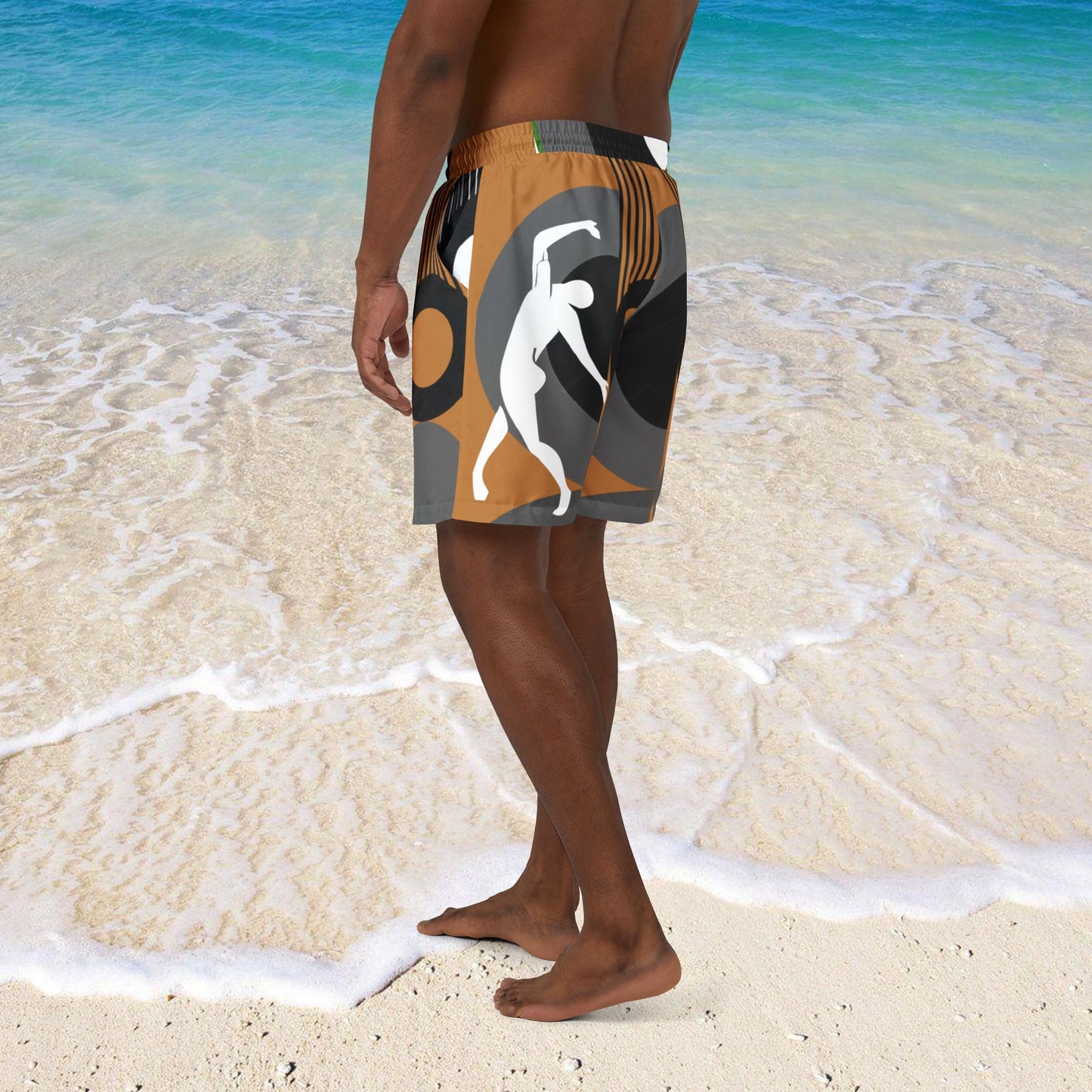 SOLSTICE Bauhaus Light brown Swim Shorts (AOP)