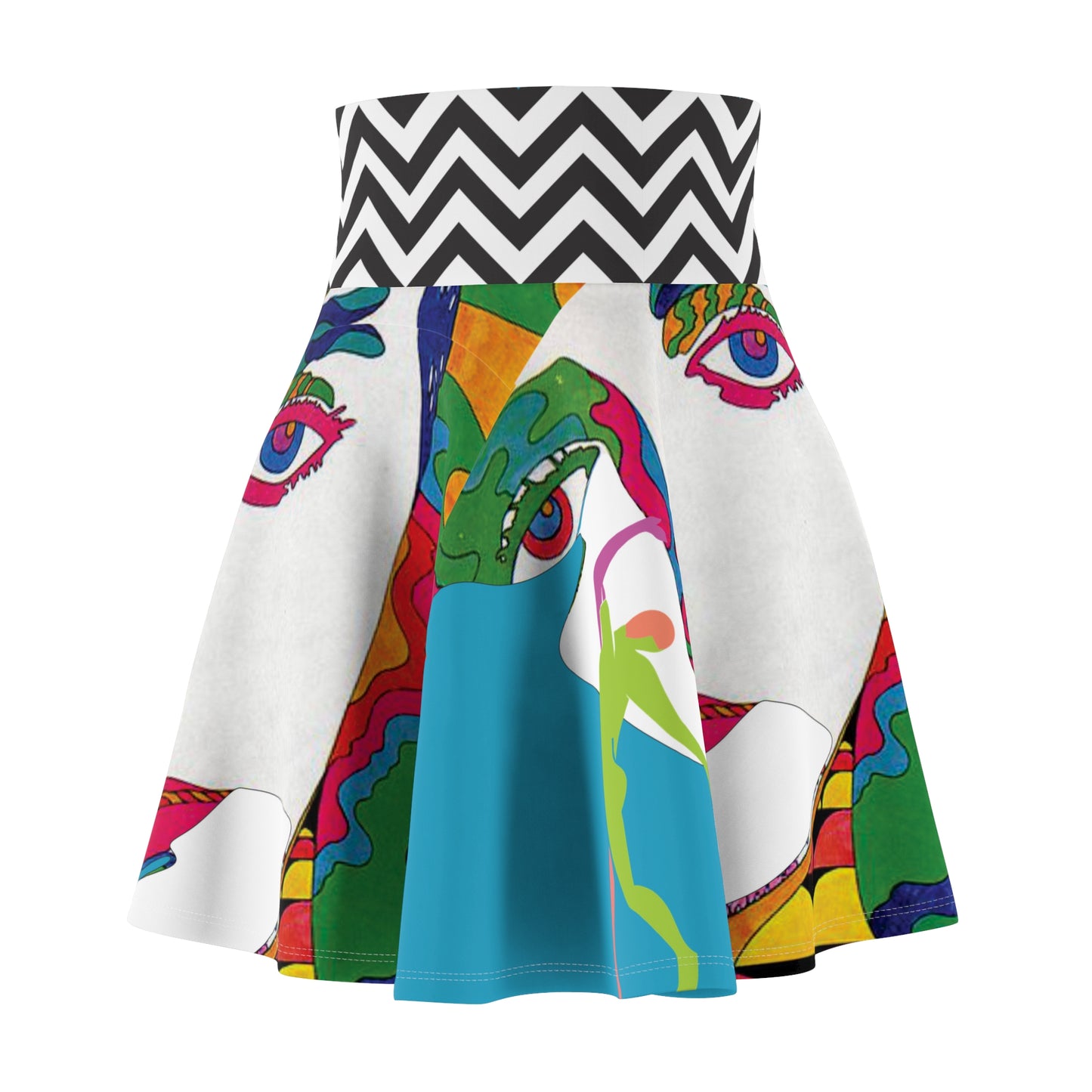 Women's SOLSTICE POP ART Skater Turquoise Skirt (AOP)