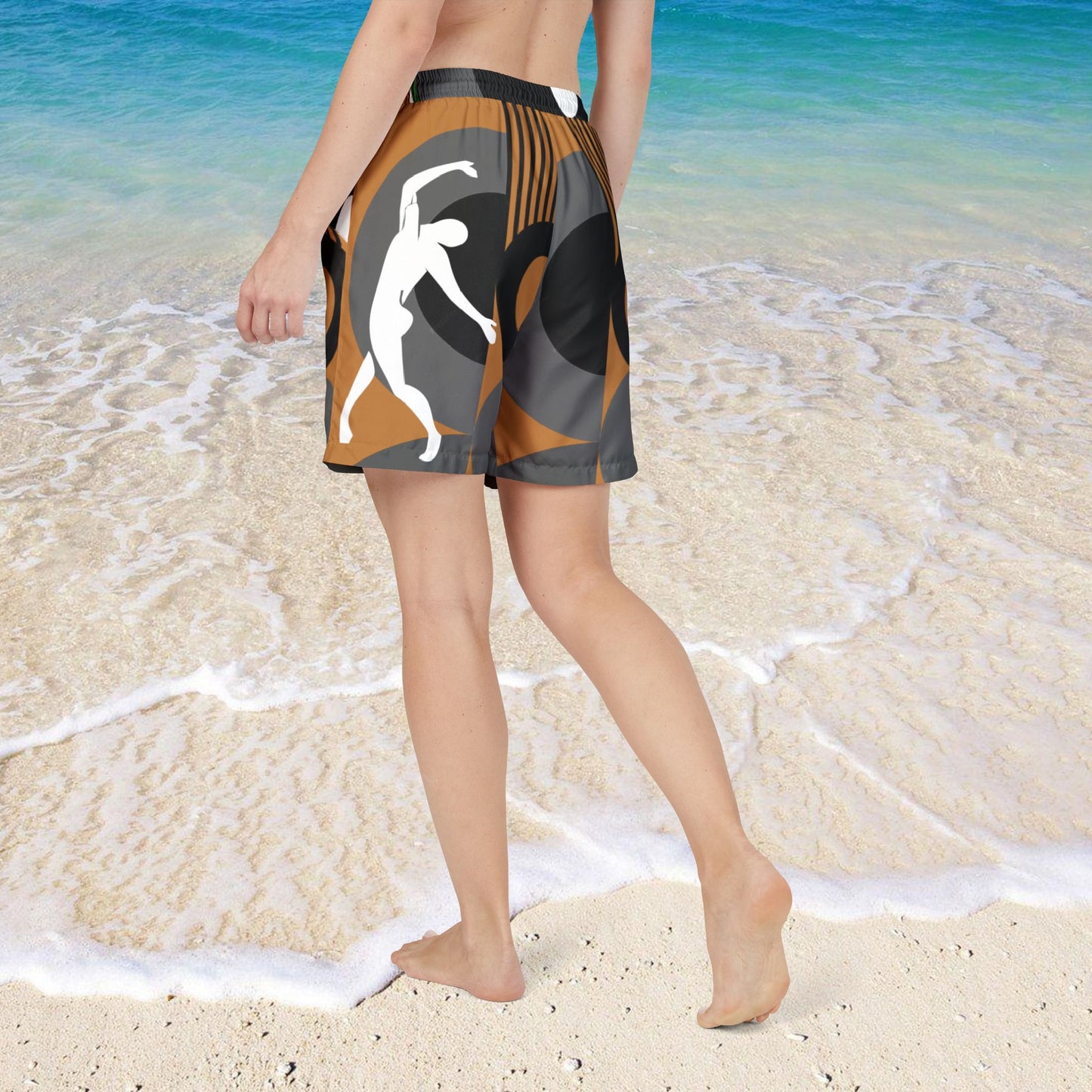 SOLSTICE Bauhaus Light brown Swim Shorts (AOP)