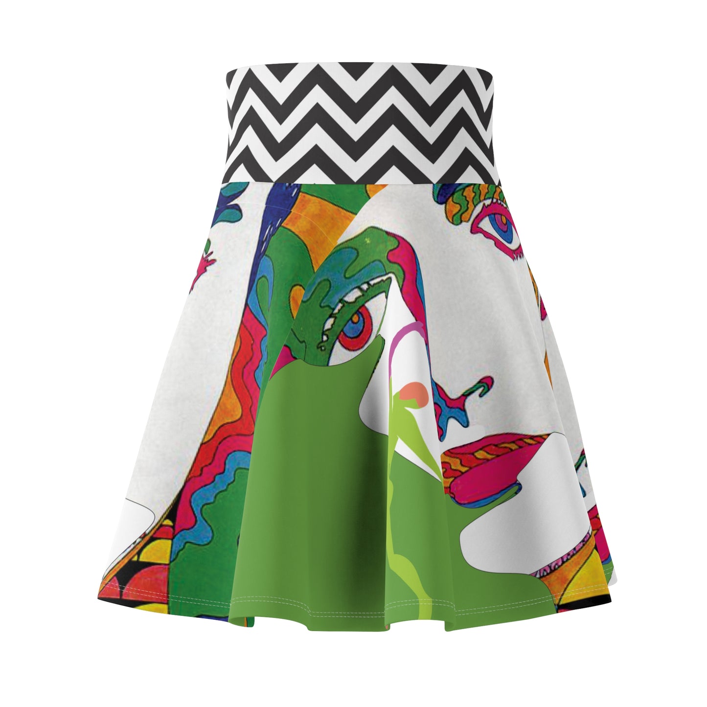 Women's SOLSTICE POP ART Skater green Skirt (AOP)