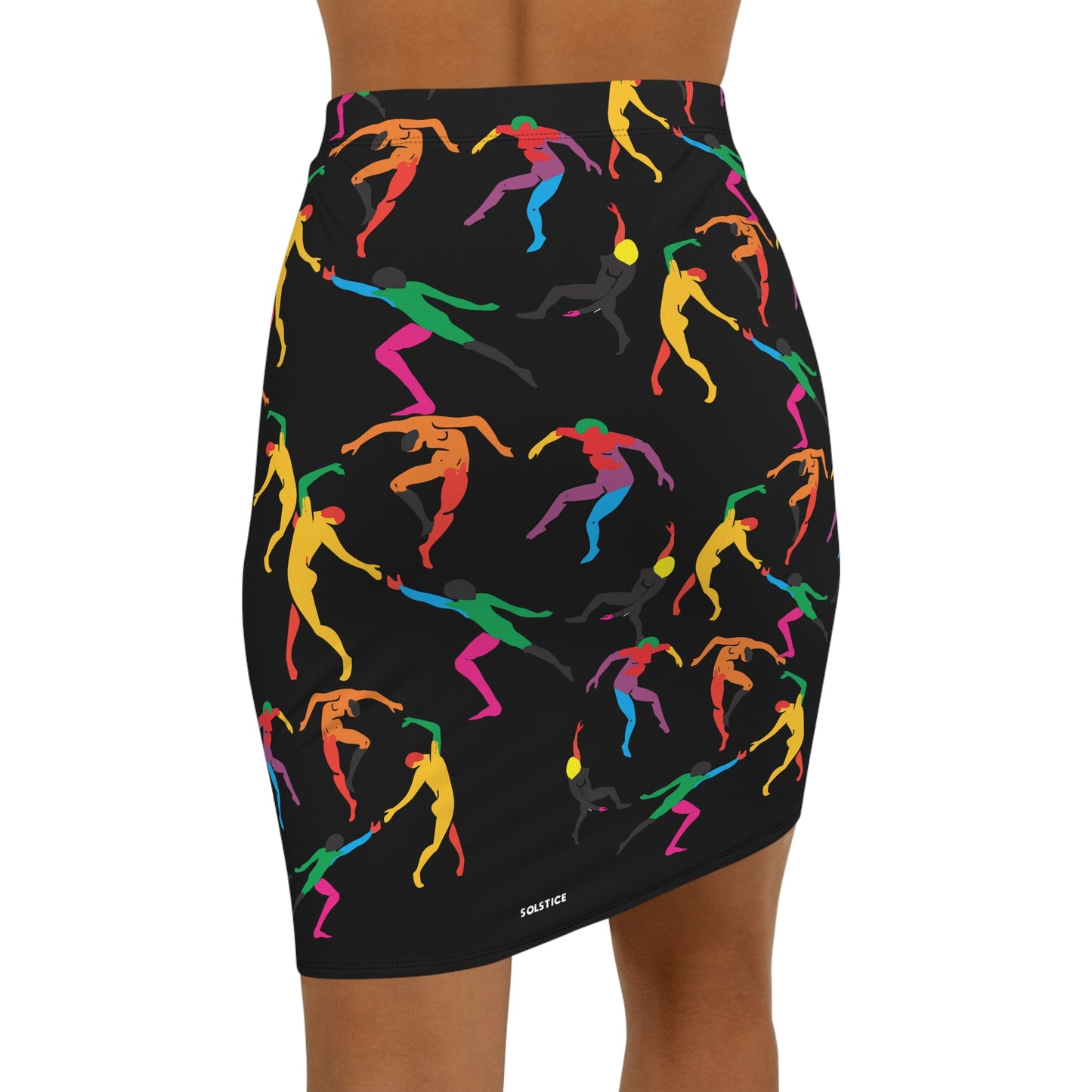 Women's Mid-Waist Pencil black Skirt (AOP)