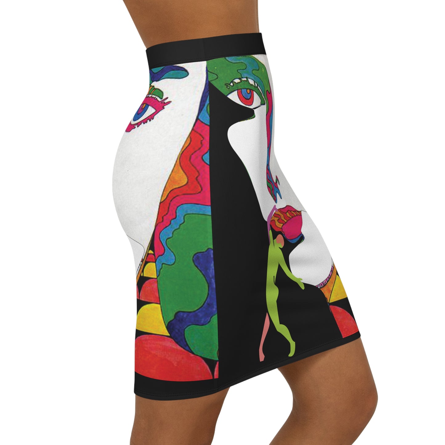 SOLSTICE POP ART Mid-Waist Pencil black Skirt (AOP)