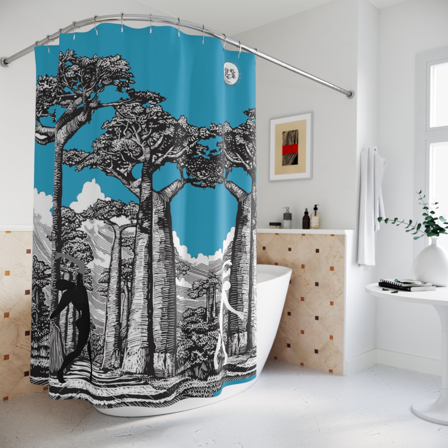 SOLSTICE Shower Curtain BAOBABS turquoise