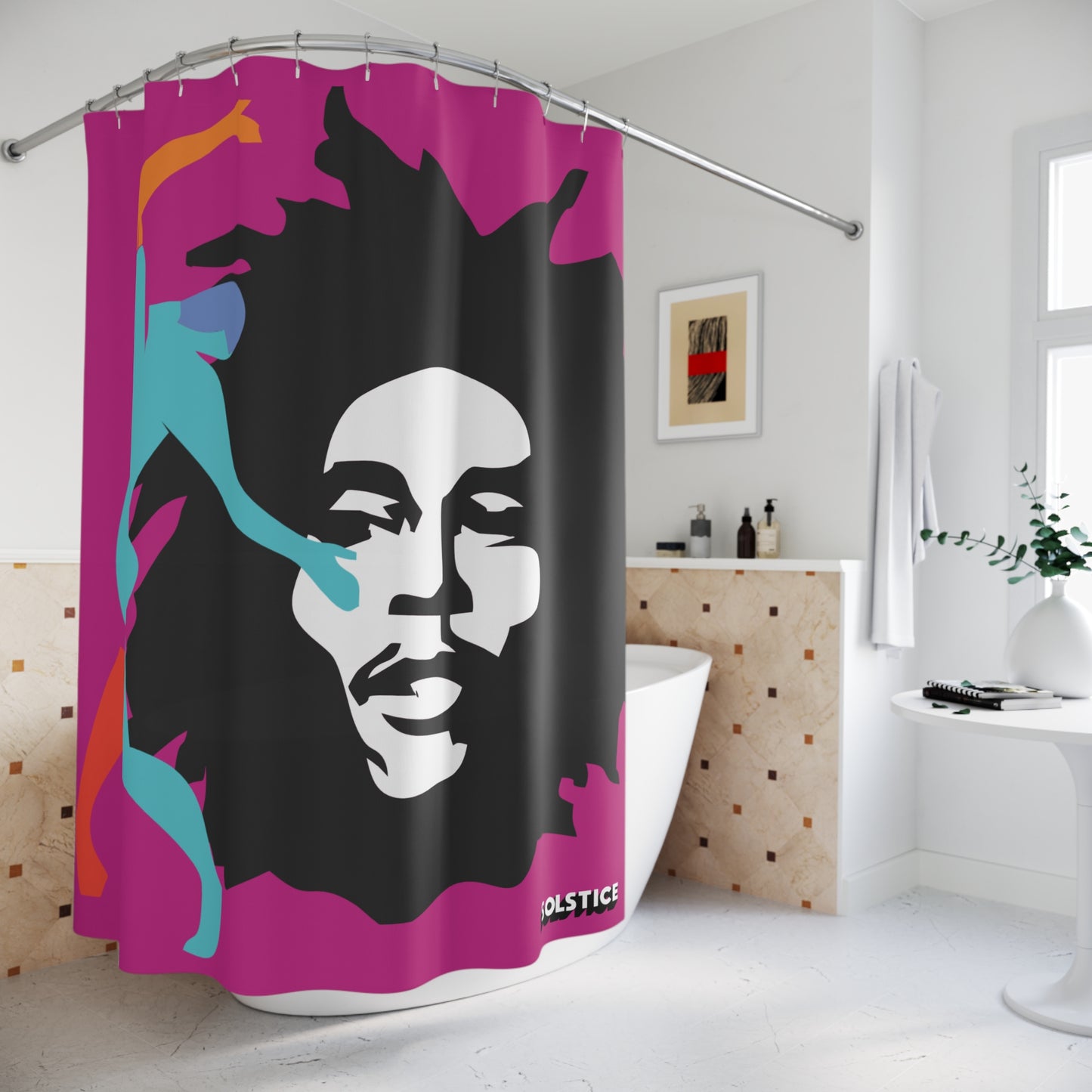 SOLSTICE Dark Pink Hendrix Shower Curtain 7