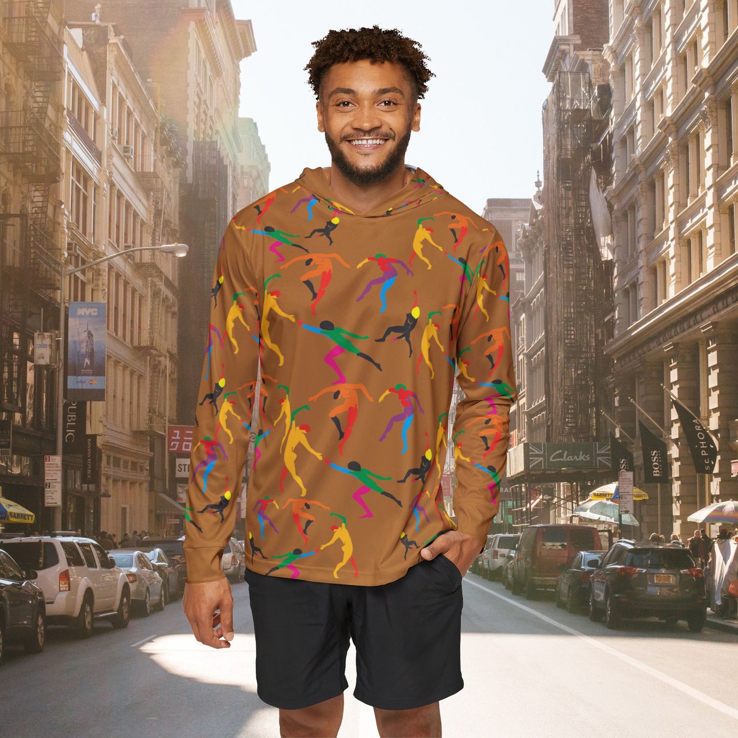 Men's SOLSTICE DANCE Sports light brown Warmup Hoodie (AOP)