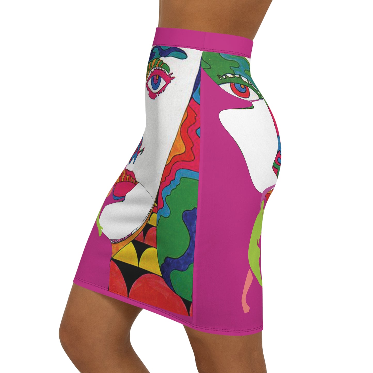 SOLSTICE POP ART Mid-Waist Pencil dark purple Skirt (AOP)