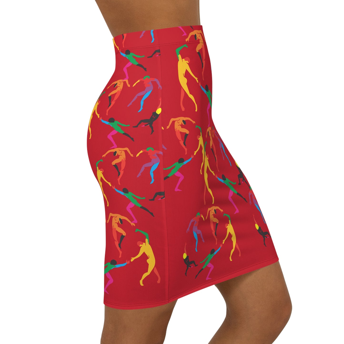 Women's Mid-Waist Pencil dark red Skirt (AOP)