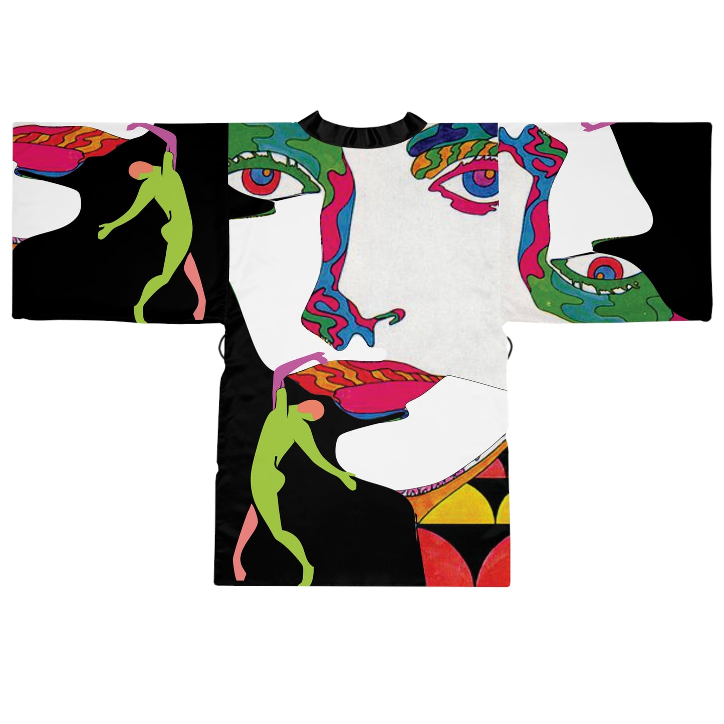Long Sleeve SOLSTICE black POP ART Kimono Robe (AOP)