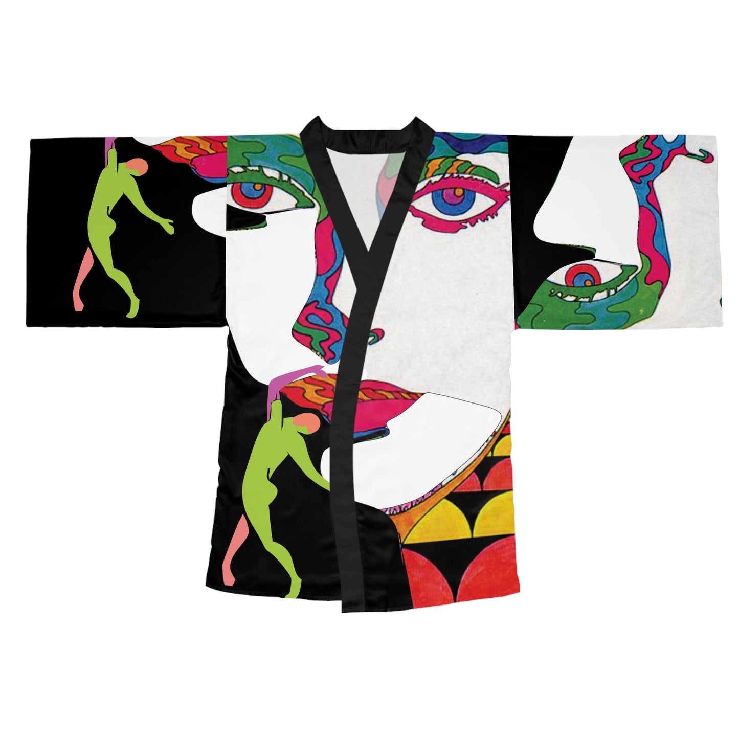 Long Sleeve SOLSTICE black POP ART Kimono Robe (AOP)