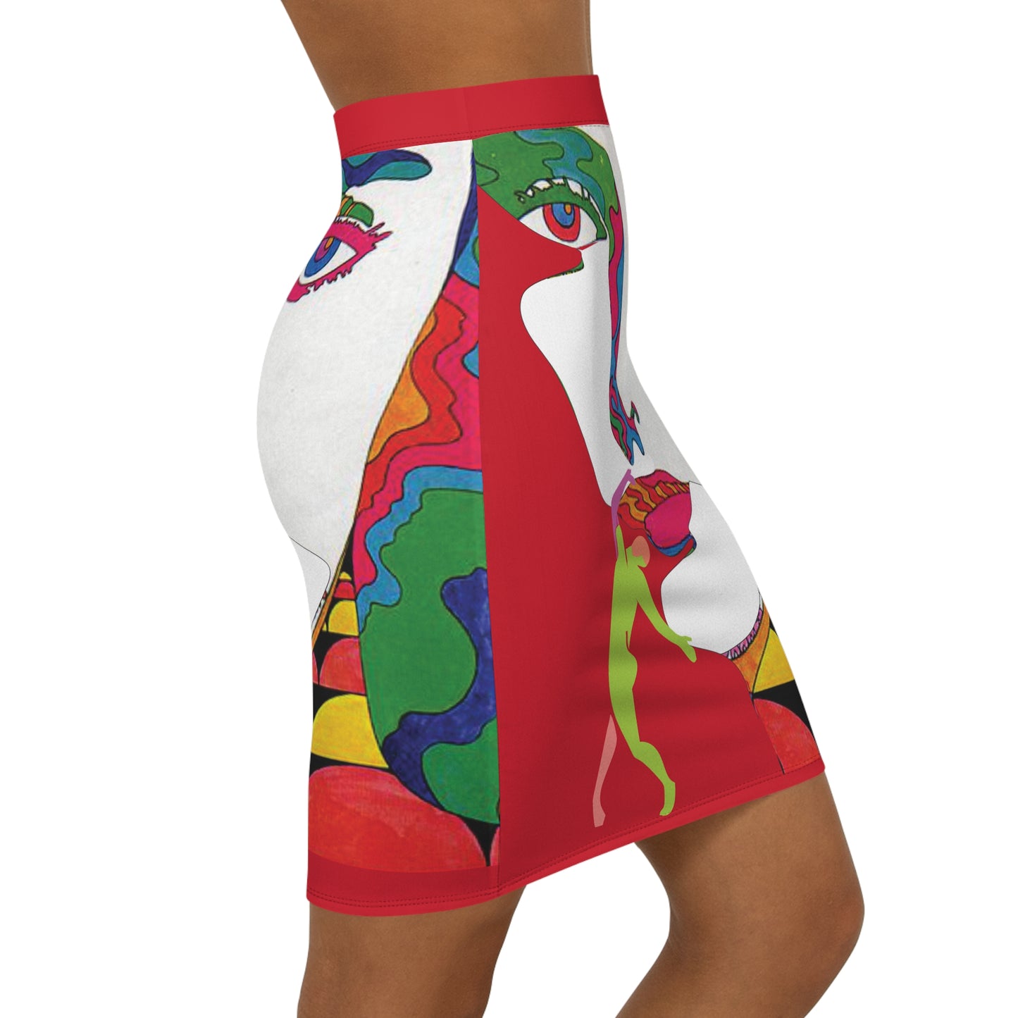 SOLSTICE POP ART Mid-Waist Pencil dark red Skirt (AOP)