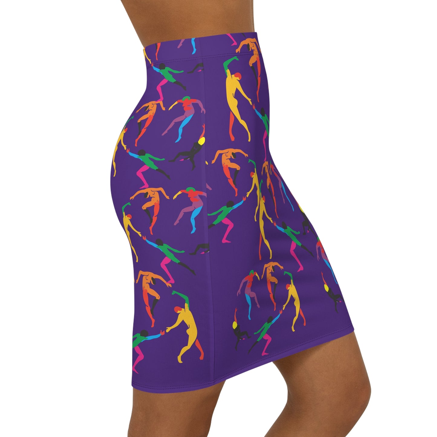 Women's Mid-Waist Pencil purple Skirt (AOP)