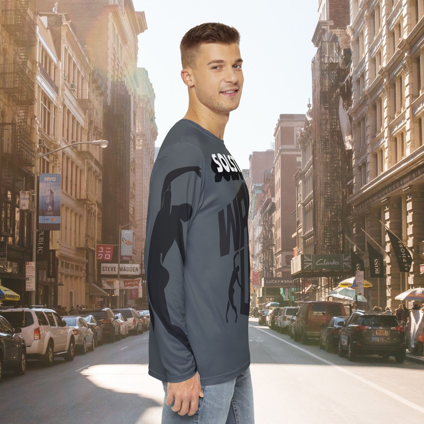 SOLSTICE Wake Up gray Long Sleeve Shirt (AOP)