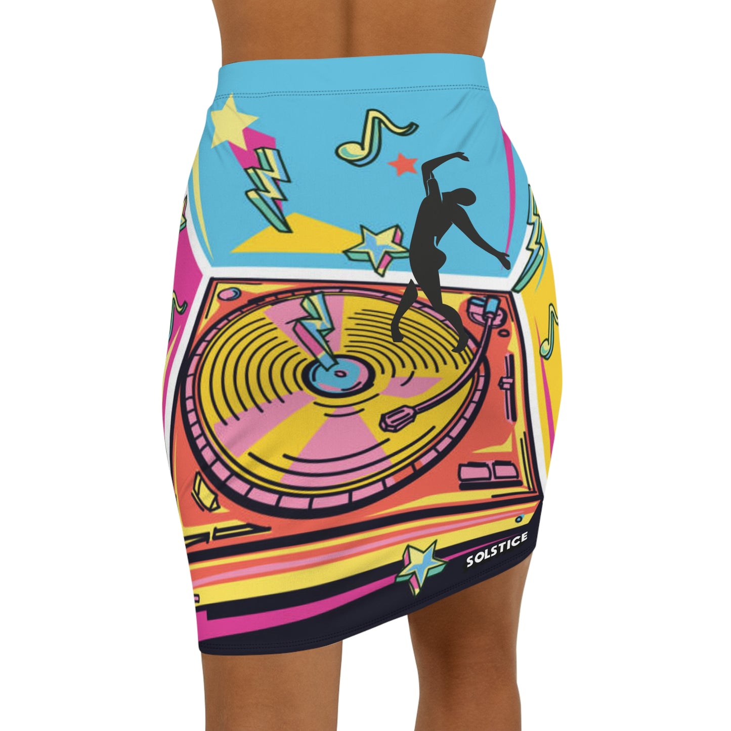 SOLSTICE TURNTABLE Mid-Waist Pencil Skirt (AOP)