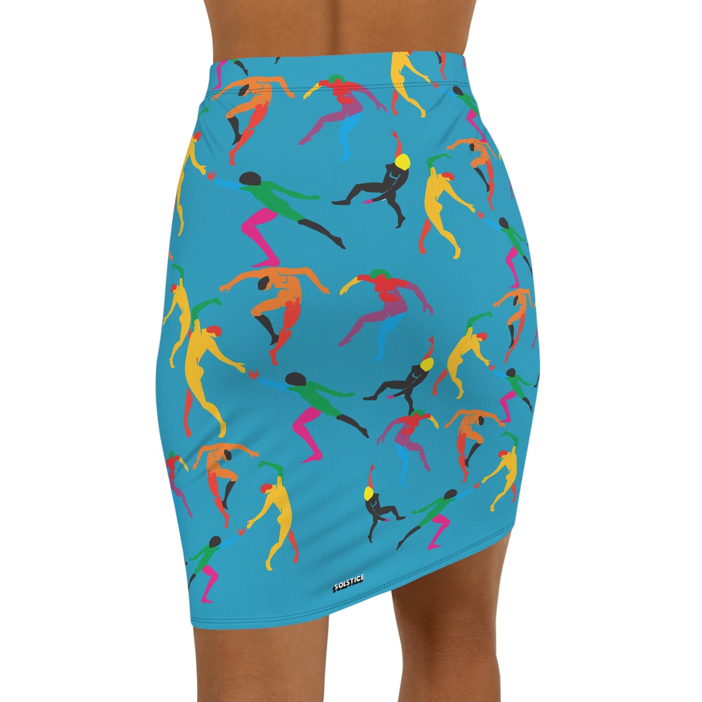 Women's Mid-Waist Pencil turquoise Skirt (AOP)
