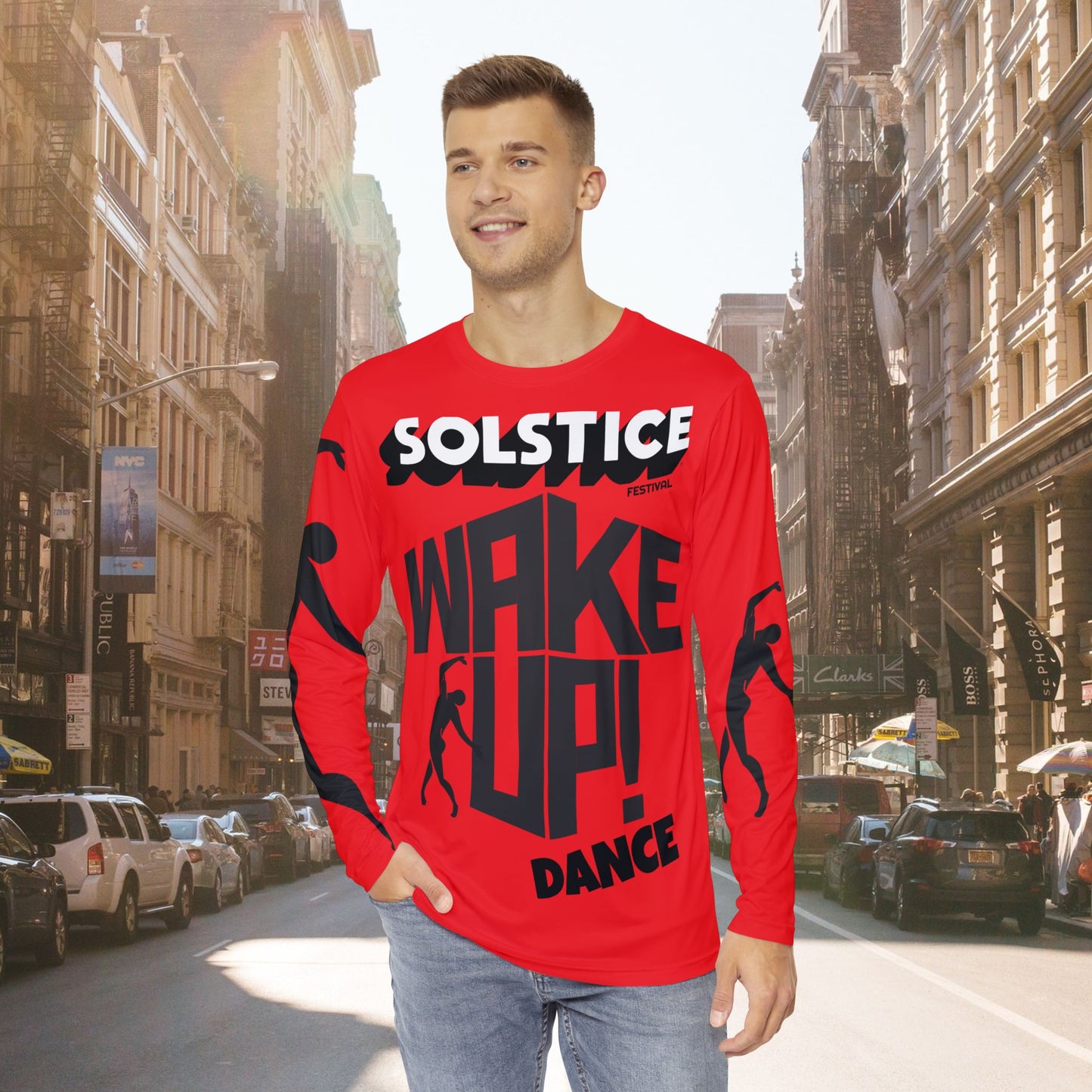 SOLSTICE Wake Up red Long Sleeve Shirt (AOP)