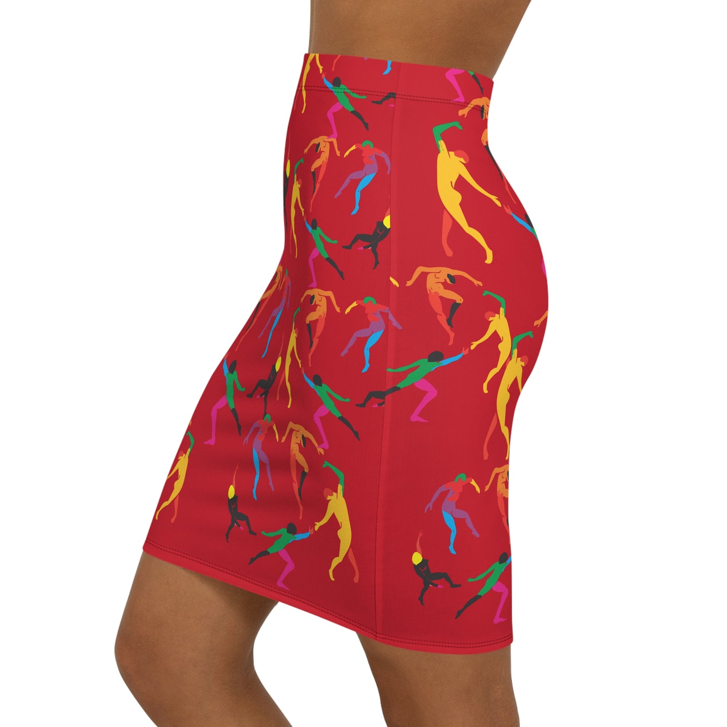 Women's Mid-Waist Pencil dark red Skirt (AOP)
