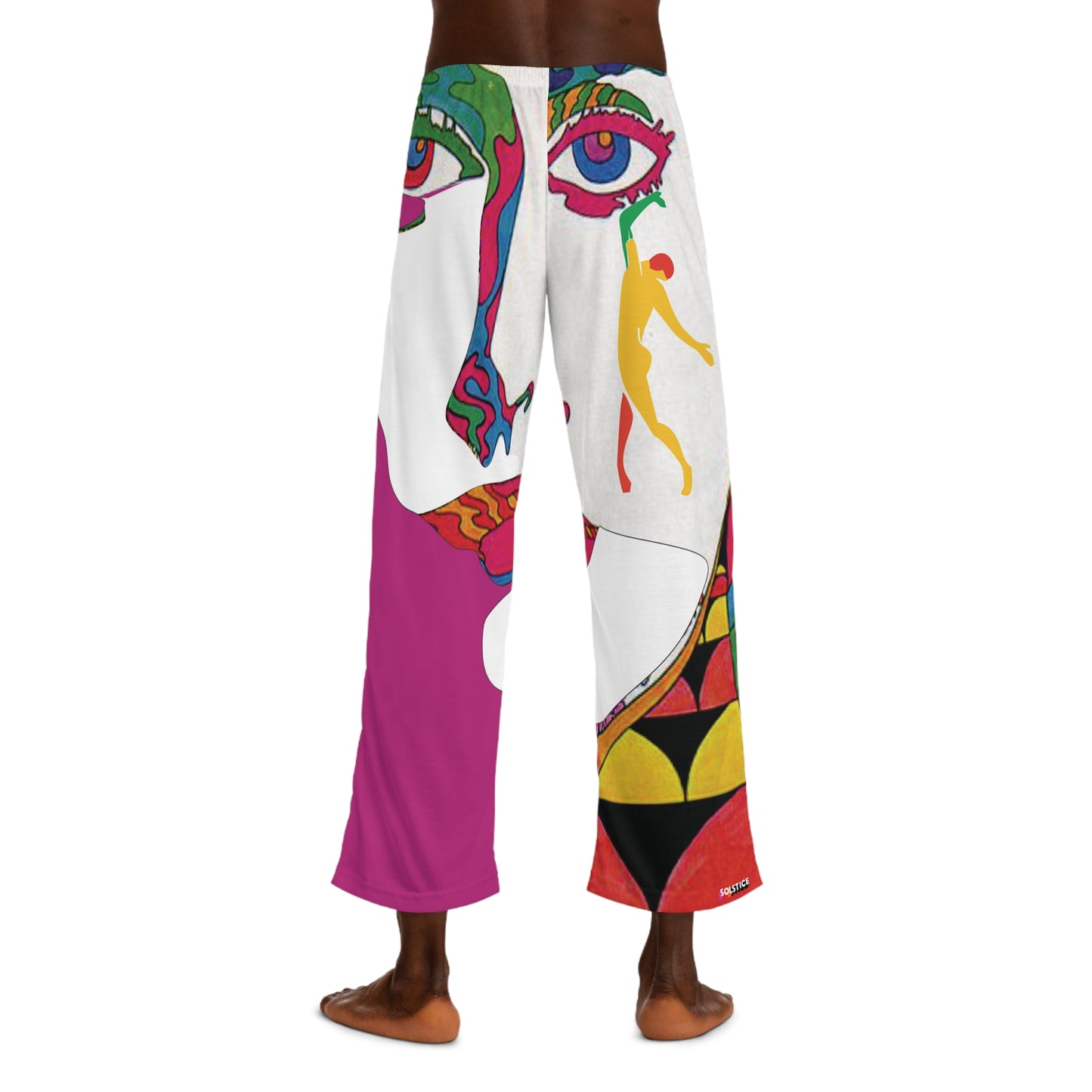 SOLSTICE Psychedelic dark pink withe Men's Pajama Pants (AOP)