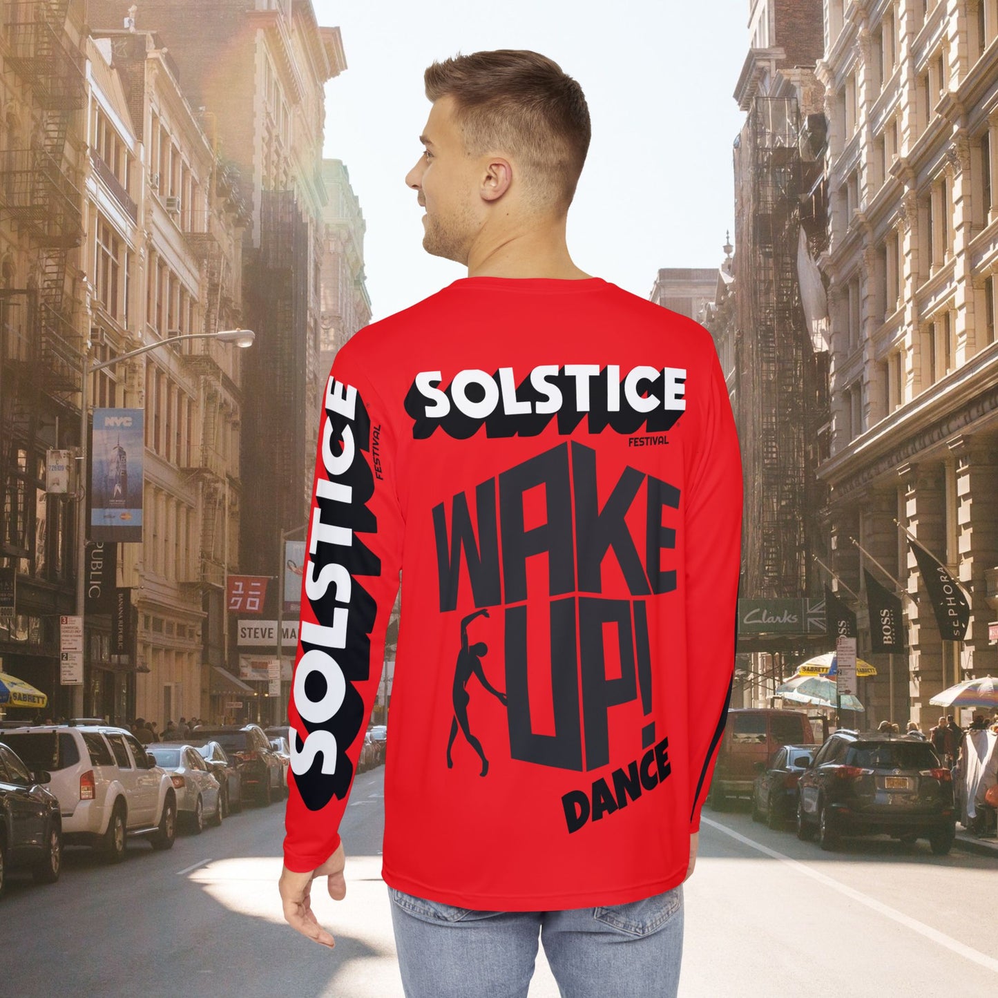 SOLSTICE Wake Up red Long Sleeve Shirt (AOP)