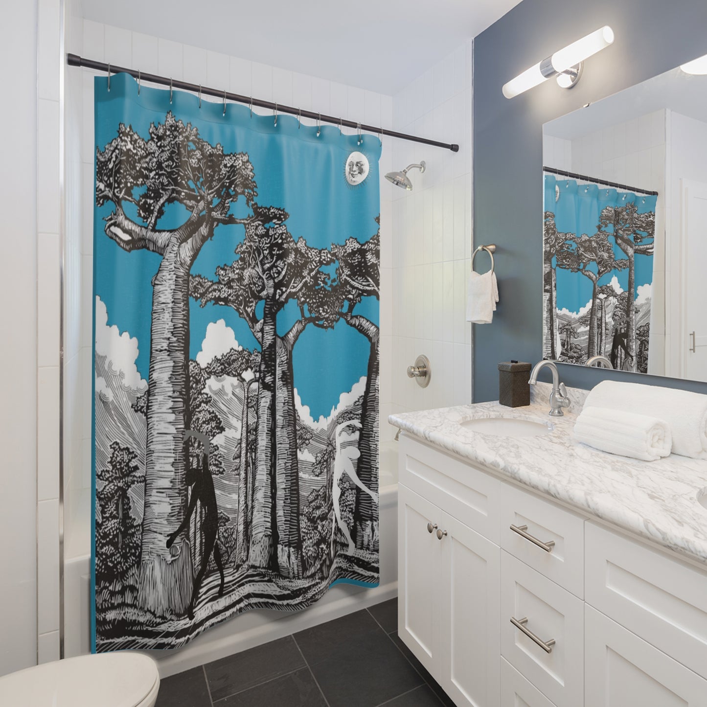 SOLSTICE Shower Curtain BAOBABS turquoise