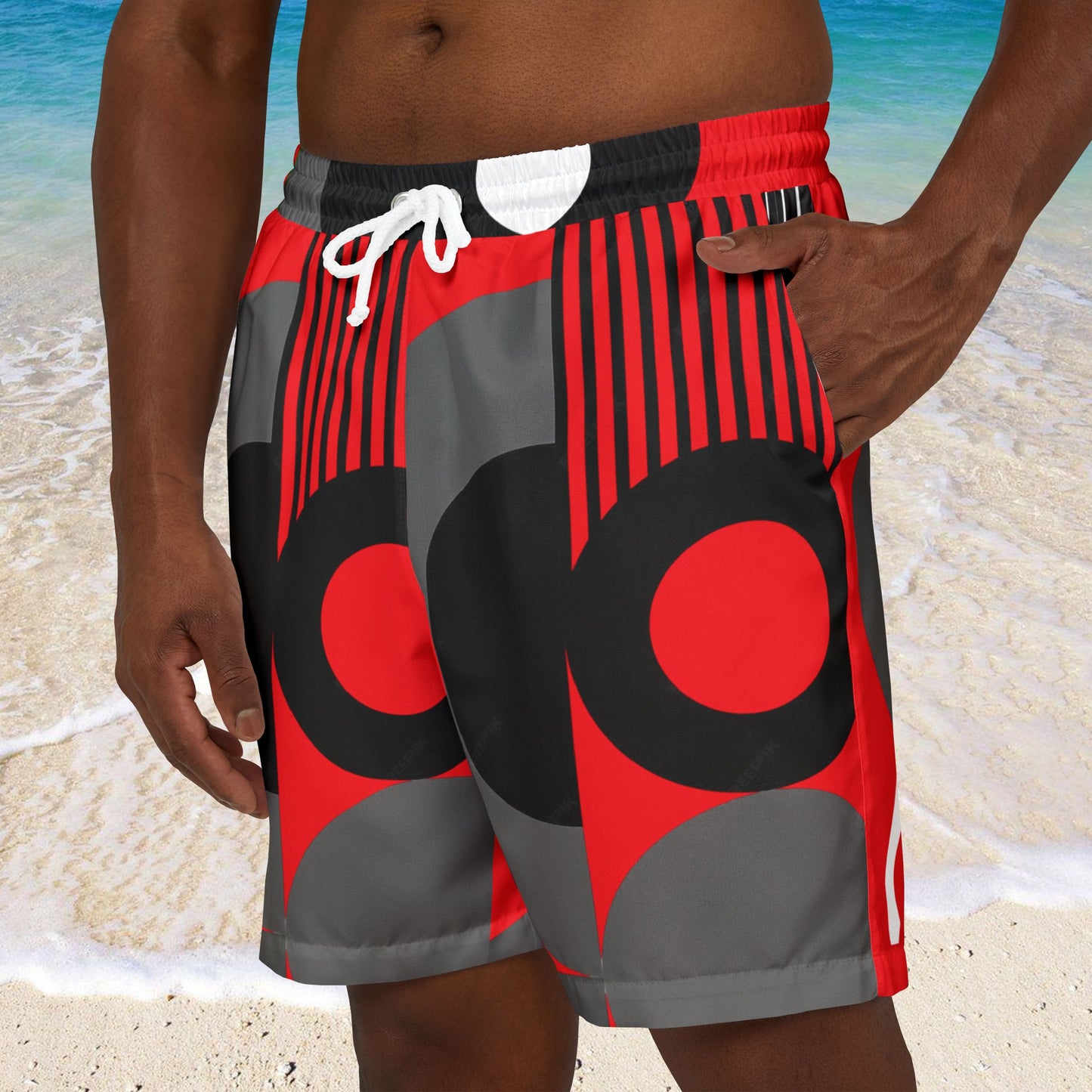 SOLSTICE Bauhaus Red Swim Shorts (AOP)