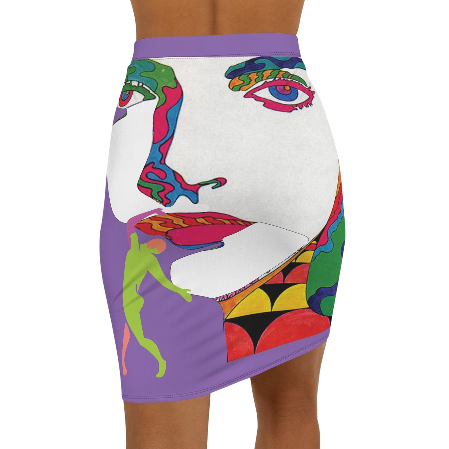 SOLSTICE POP ART Mid-Waist Pencil L purple Skirt (AOP)