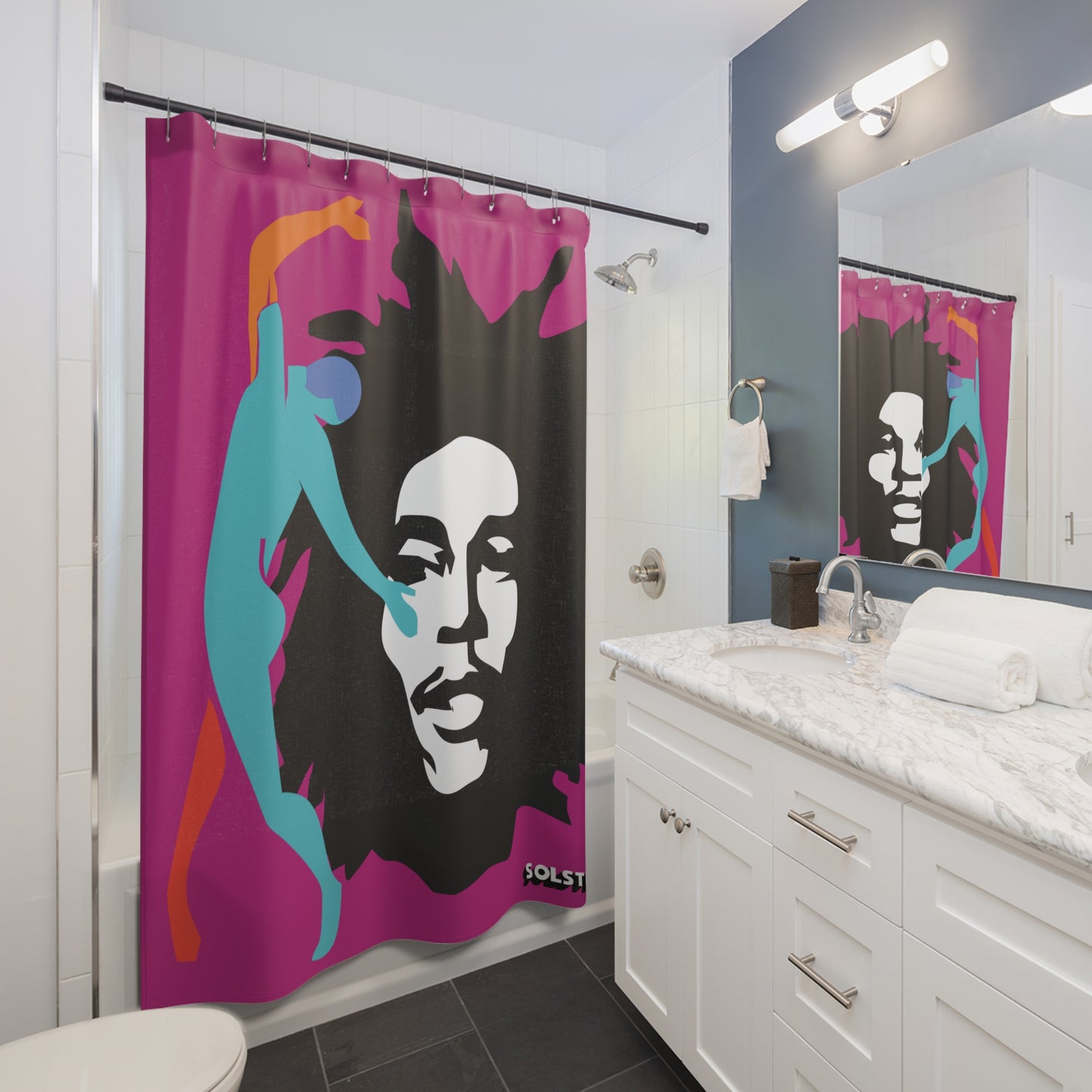 SOLSTICE Dark Pink Hendrix Shower Curtain 7