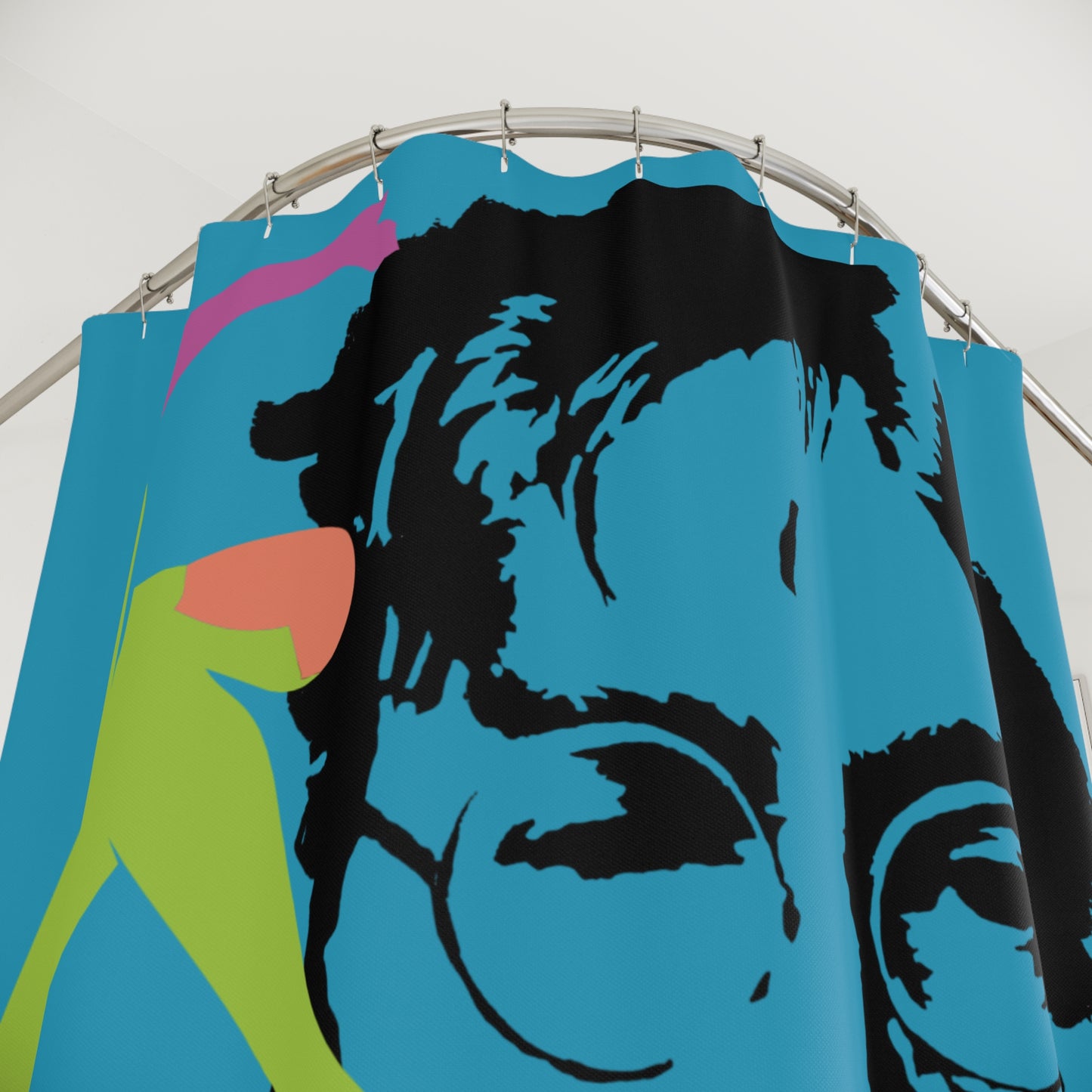 SOLSTICE Lennon Turquoise Shower Curtain 6