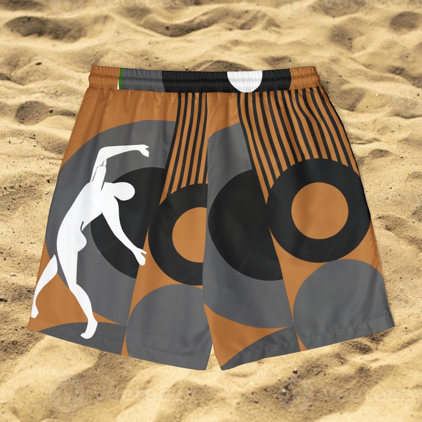 SOLSTICE Bauhaus Light brown Swim Shorts (AOP)