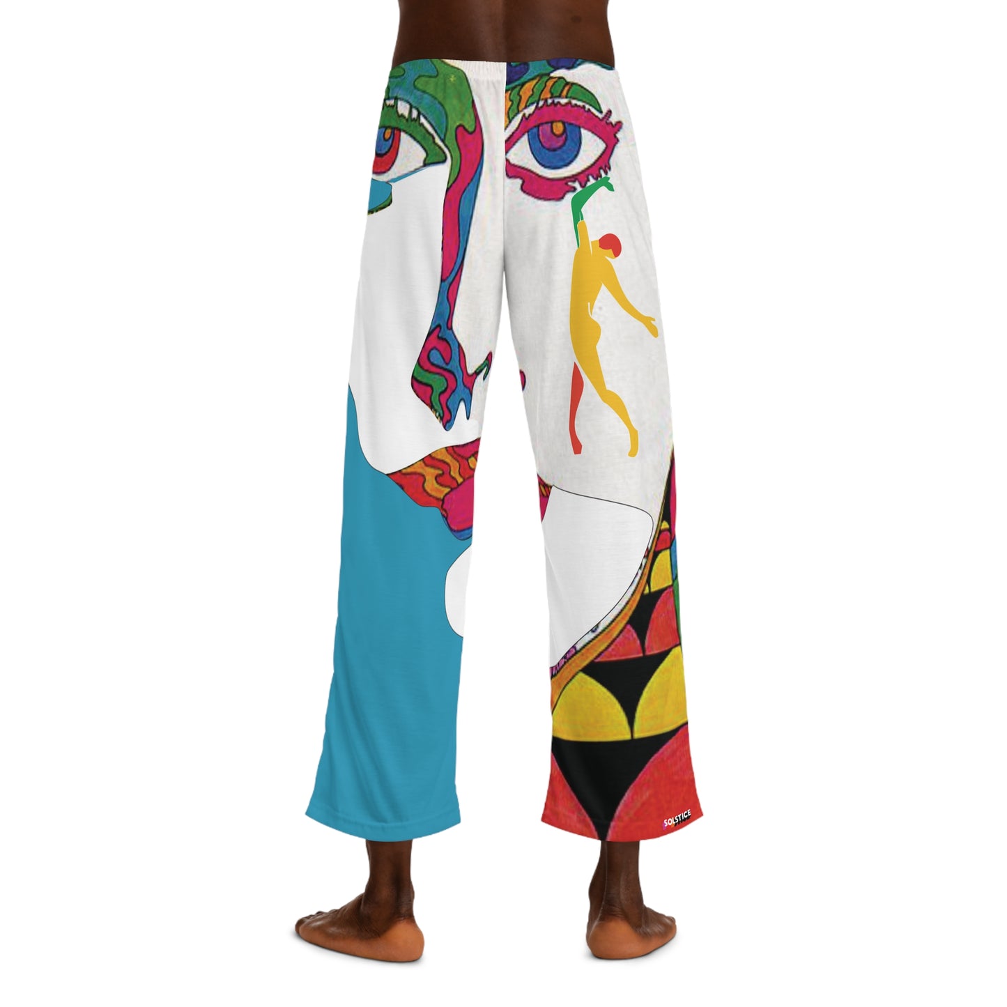 SOLSTICE Psychedelic Turquoise withe Men's Pajama Pants (AOP)