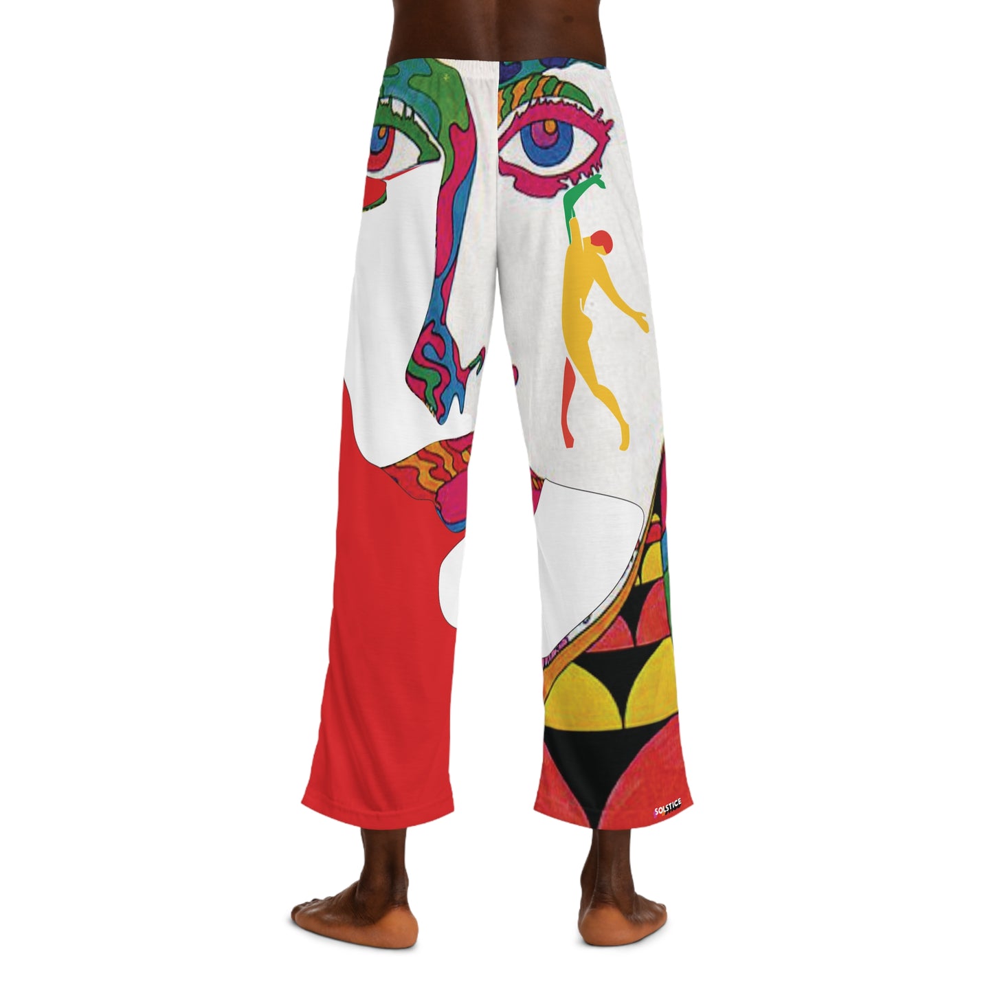 SOLSTICE Psychedelic red withe Men's Pajama Pants (AOP)