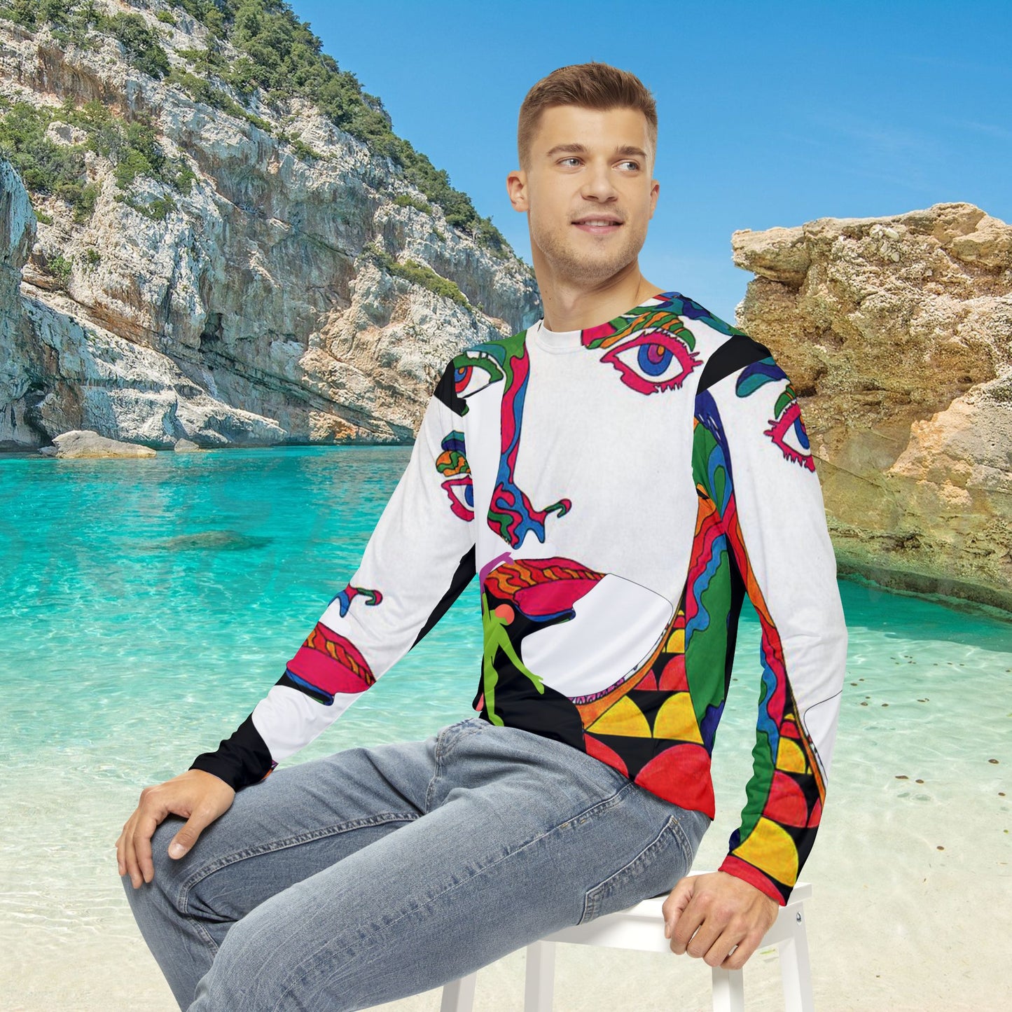 Men's POP ART Long Sleeve black Shirt (AOP)