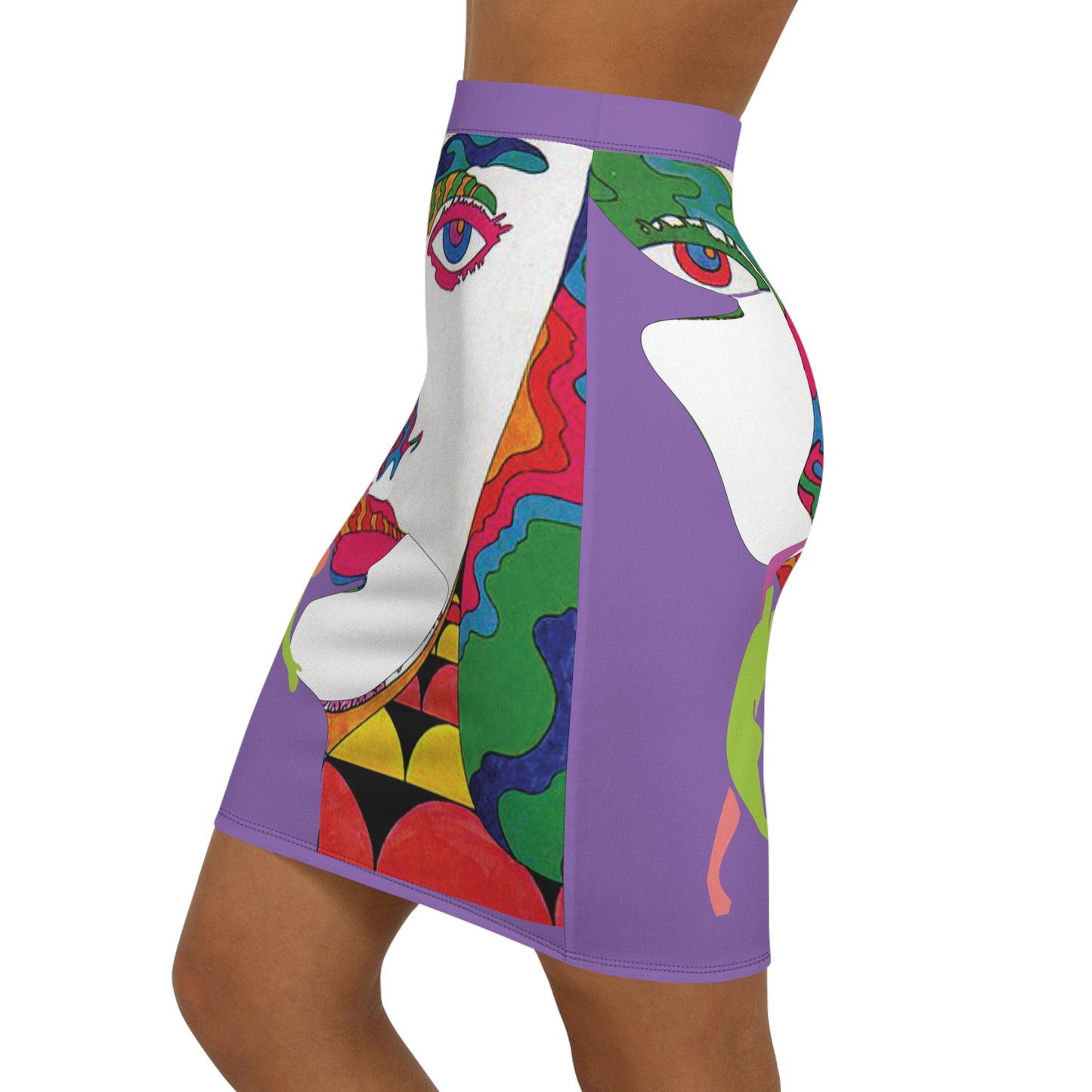 SOLSTICE POP ART Mid-Waist Pencil L purple Skirt (AOP)