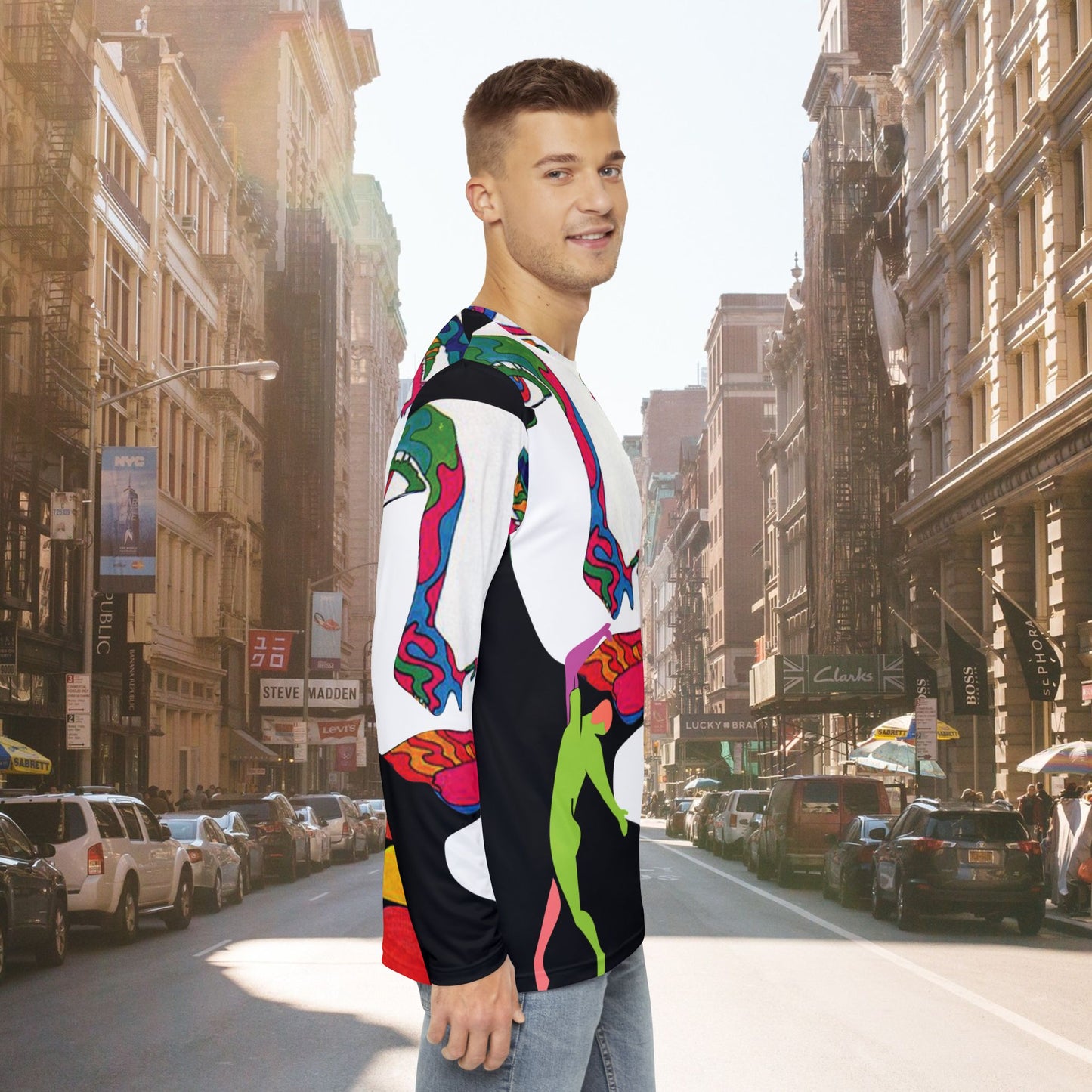 Men's POP ART Long Sleeve black Shirt (AOP)