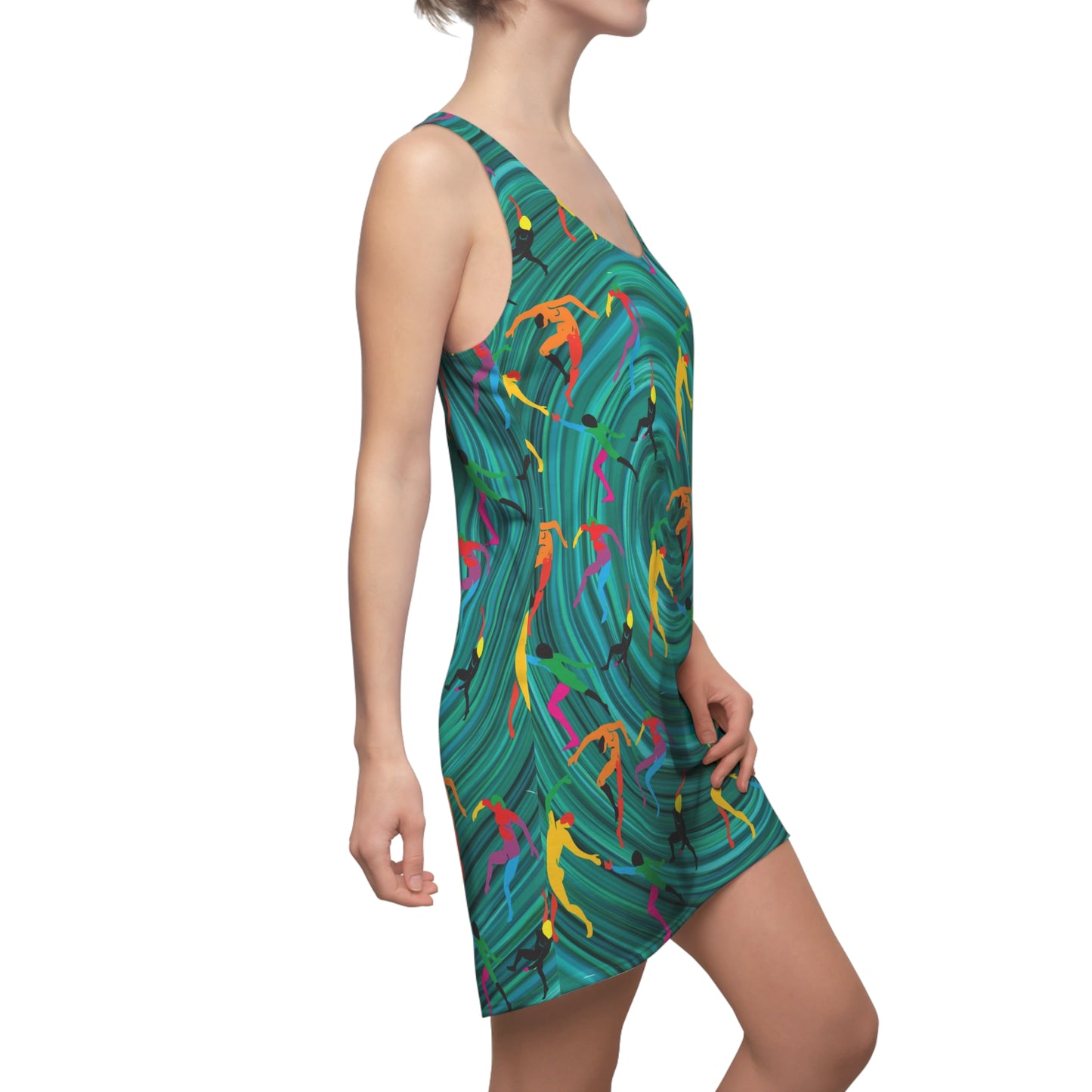 Women's SOLSTICE DANCE gree turquoise Cut & Sew Racerback Dress (AOP)