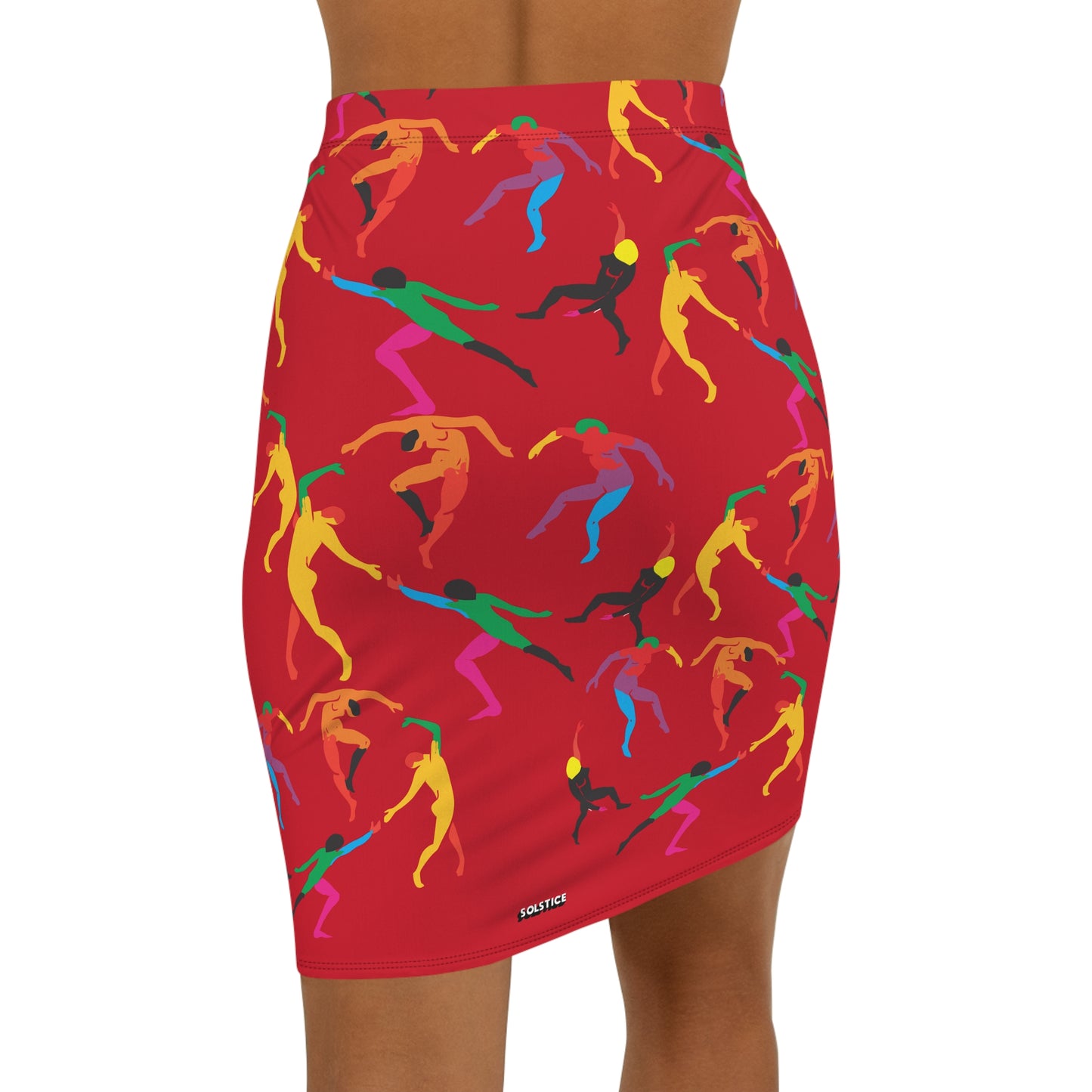 Women's Mid-Waist Pencil dark red Skirt (AOP)