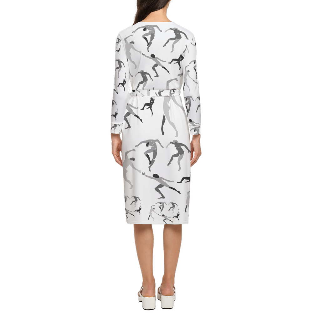 Women's ¾ Sleeve Wrap Dress-Heavy Knit