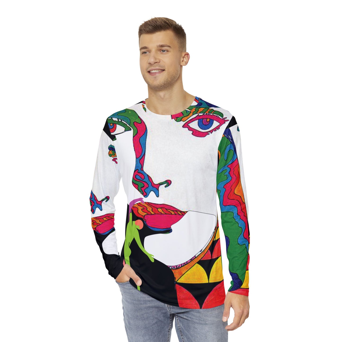 Men's POP ART Long Sleeve orange Shirt (AOP)