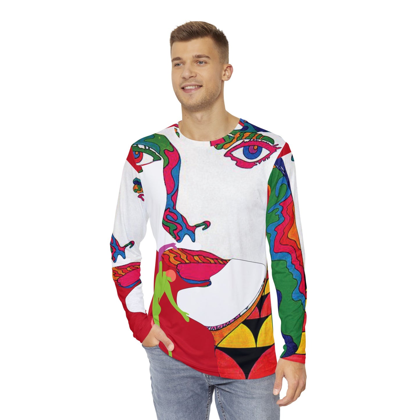 Men's POP ART Long Sleeve orange Shirt (AOP)