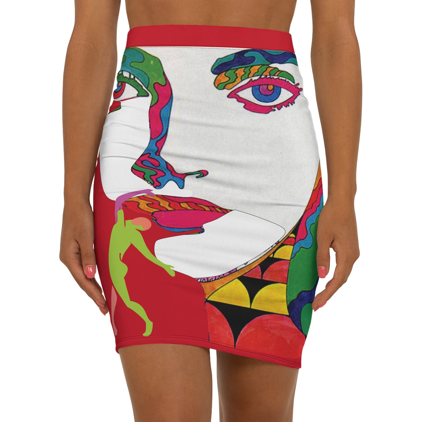 SOLSTICE POP ART Mid-Waist Pencil L purple Skirt (AOP)