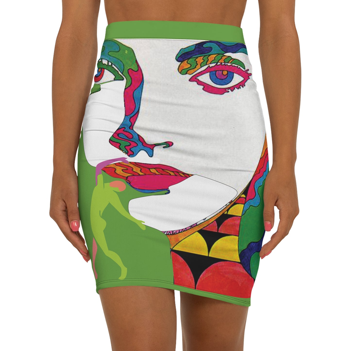 SOLSTICE POP ART Mid-Waist Pencil L purple Skirt (AOP)