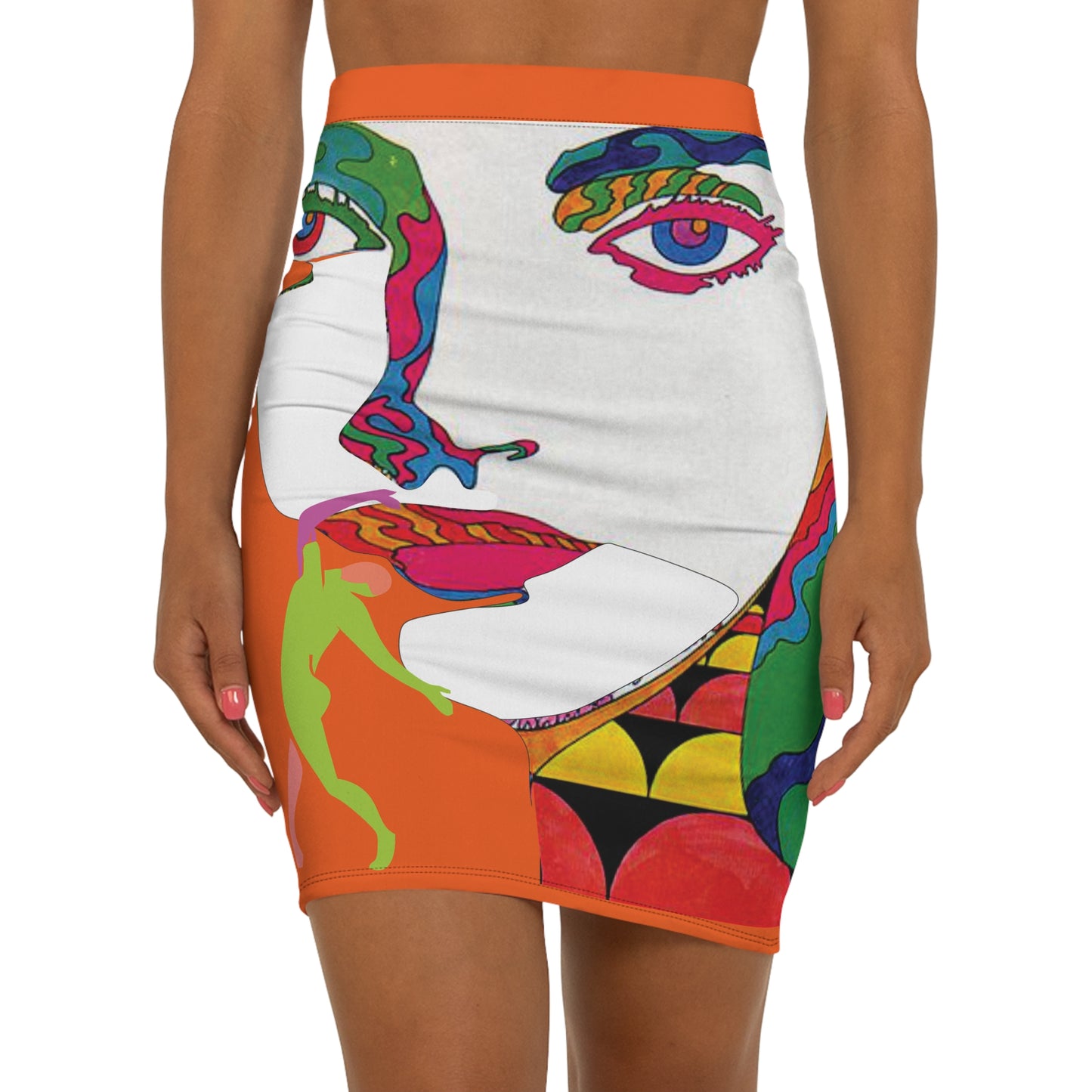 SOLSTICE POP ART Mid-Waist Pencil L purple Skirt (AOP)