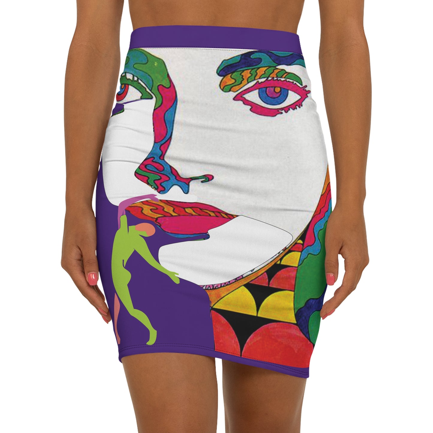 SOLSTICE POP ART Mid-Waist Pencil L purple Skirt (AOP)