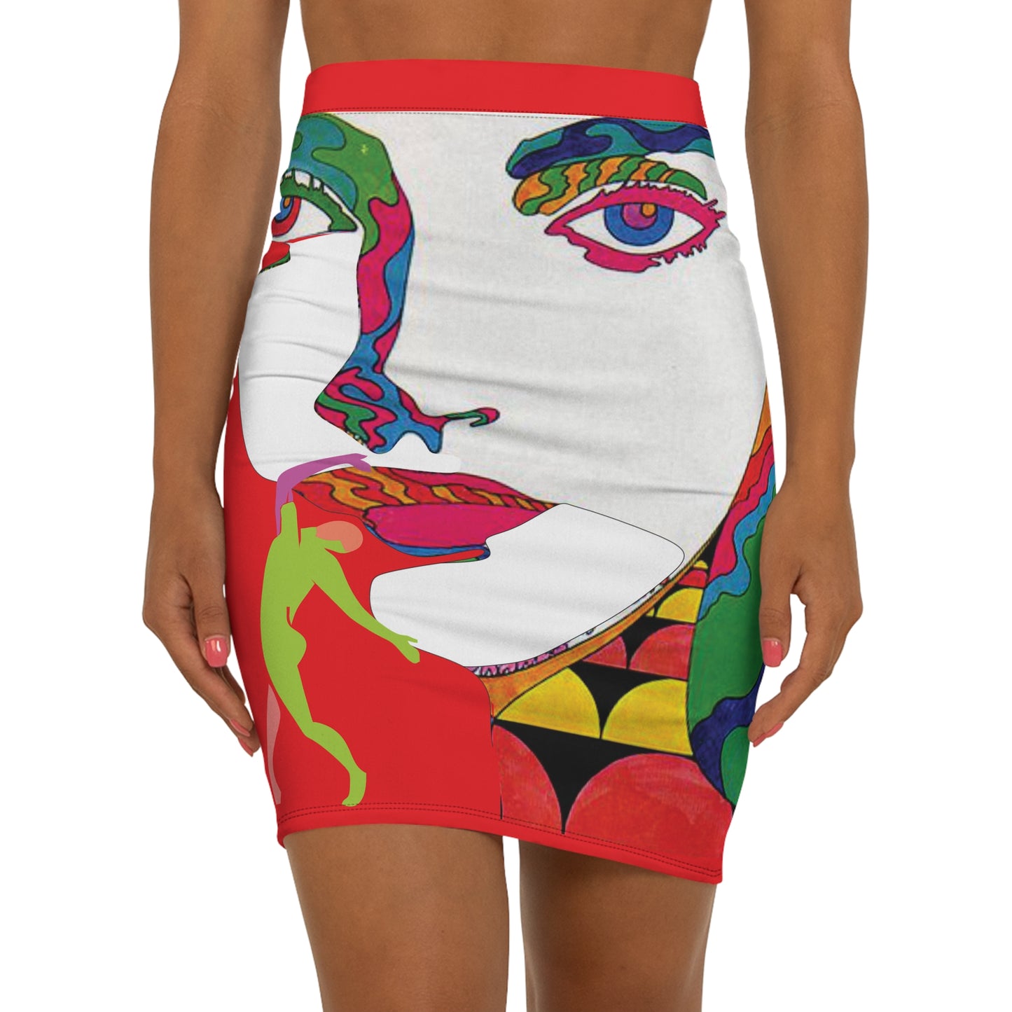 SOLSTICE POP ART Mid-Waist Pencil L purple Skirt (AOP)