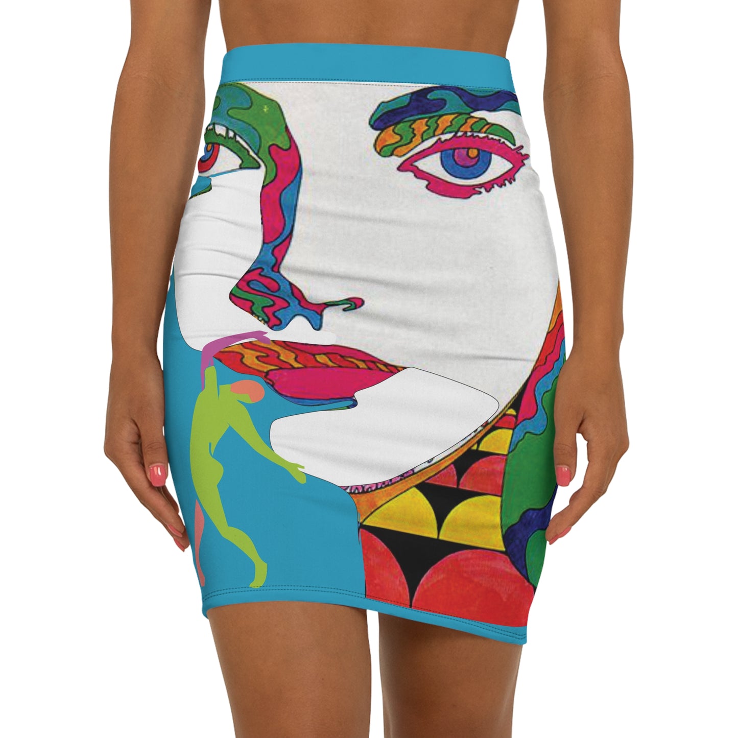 SOLSTICE POP ART Mid-Waist Pencil L purple Skirt (AOP)