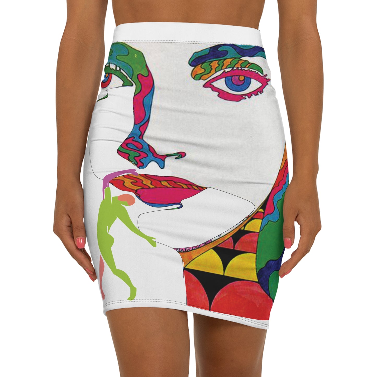 SOLSTICE POP ART Mid-Waist Pencil L purple Skirt (AOP)