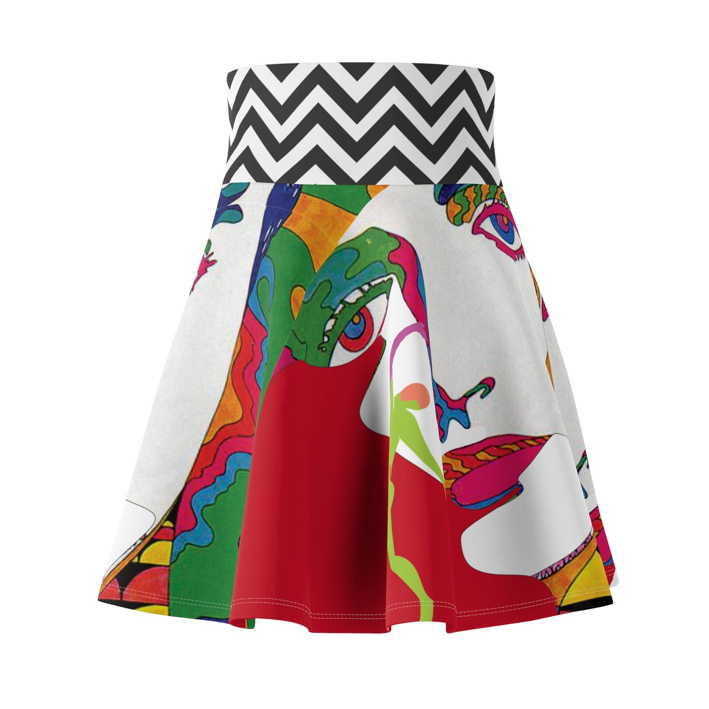 Women's SOLSTICE POP ART Skater dark red Skirt (AOP)